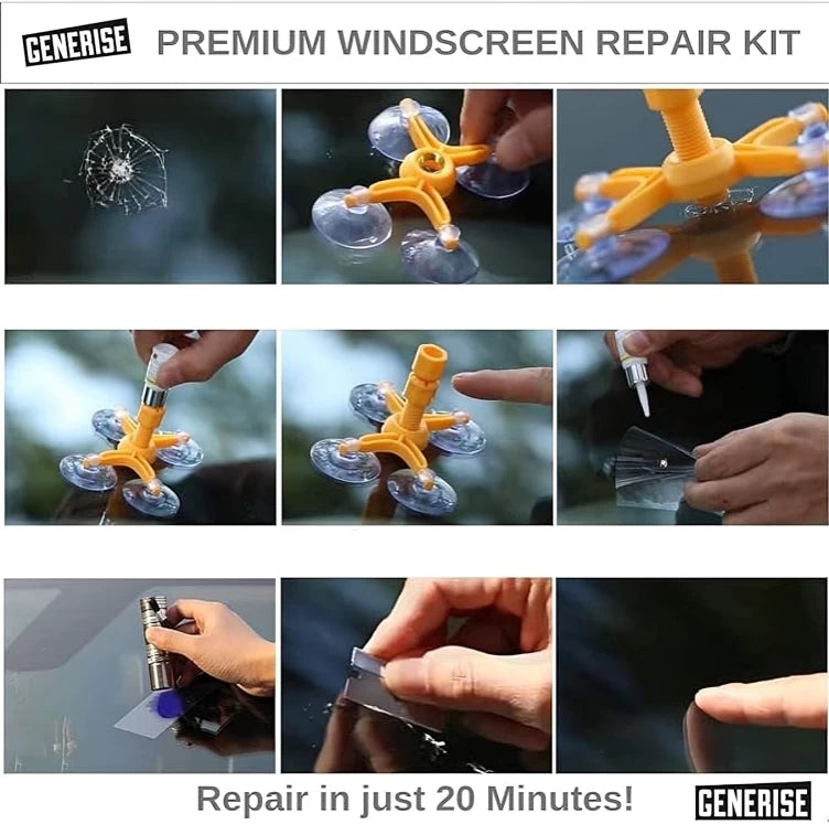 Windshield Repair Kit for Car Repair Tool, Agent, and Fluid