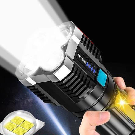 Bright USB Flashlight 4-Core 4 Modes Strong LED Light Rechargeable Torchlight L-S03