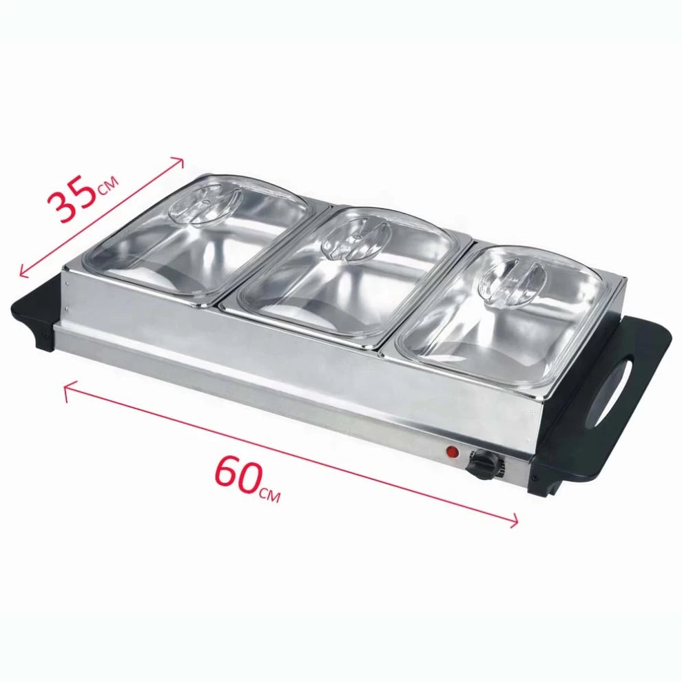 Sumo Electric Buffet Food Warmer Tray With 3 Compartments -300W