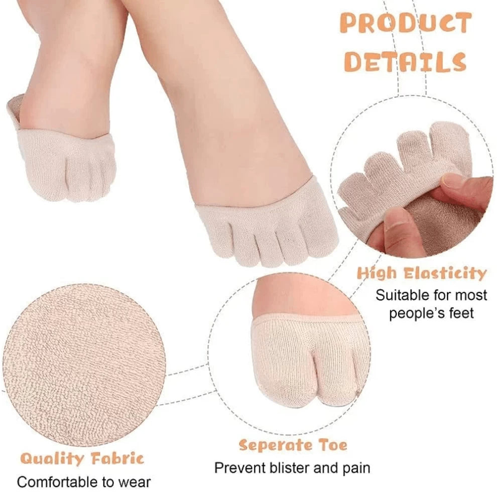 Women Breathable Half Toe Foot Invisible Liner Socks -Free Size