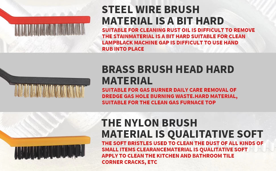 Wire Brush Rust Removal Polishing Cleaning -3psc