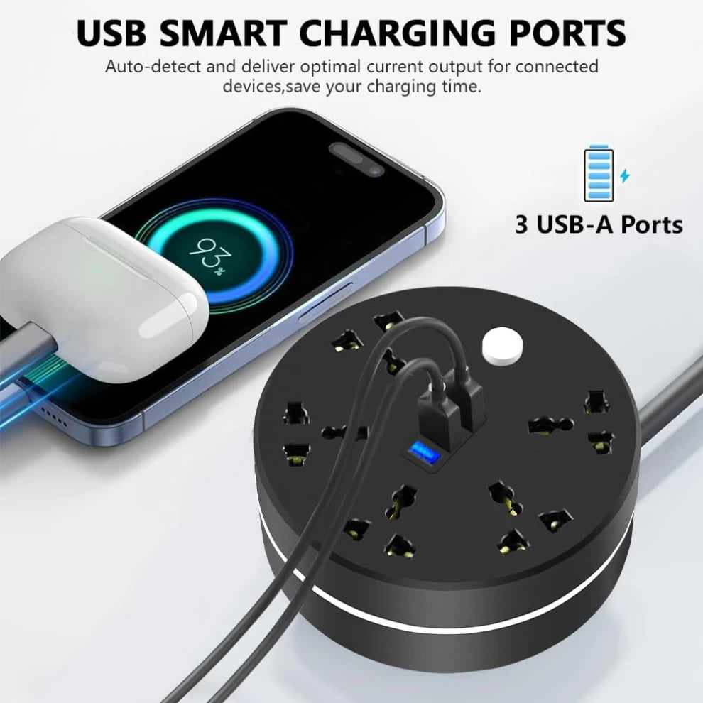 Universal Power Strip Extension Lead Extension Cable Smart Power Strip Plug Extender 2Socket