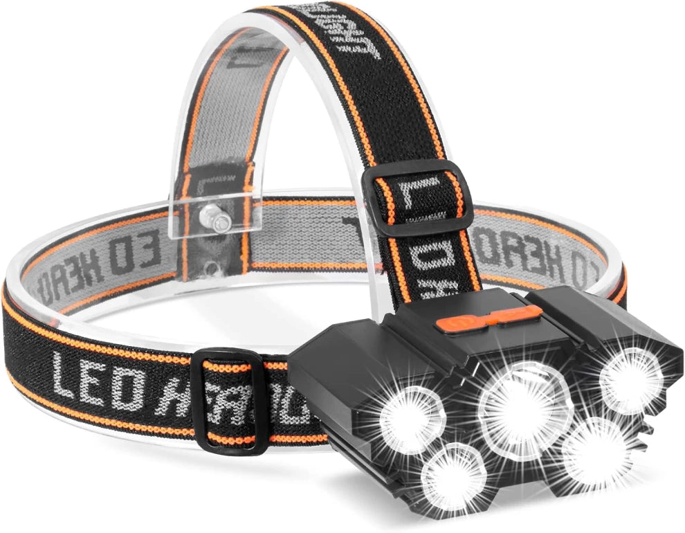 مصباح أمامي LED للتخييم، 5 أوضاع للمصباح الأمامي