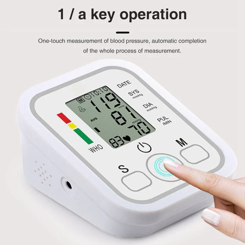 Upper Arm Blood Pressure Monitor Machine Digital LCD Display