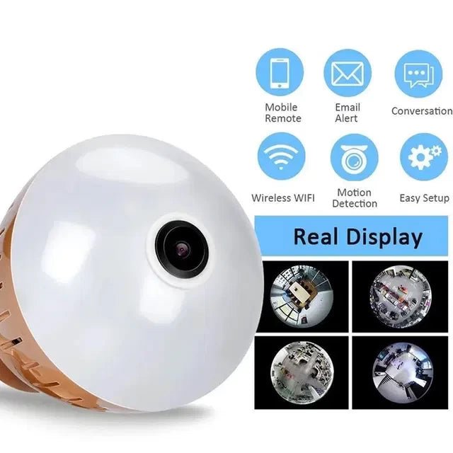 WiFi Light Bulb Security Camera 360° Fisheye View -2MP