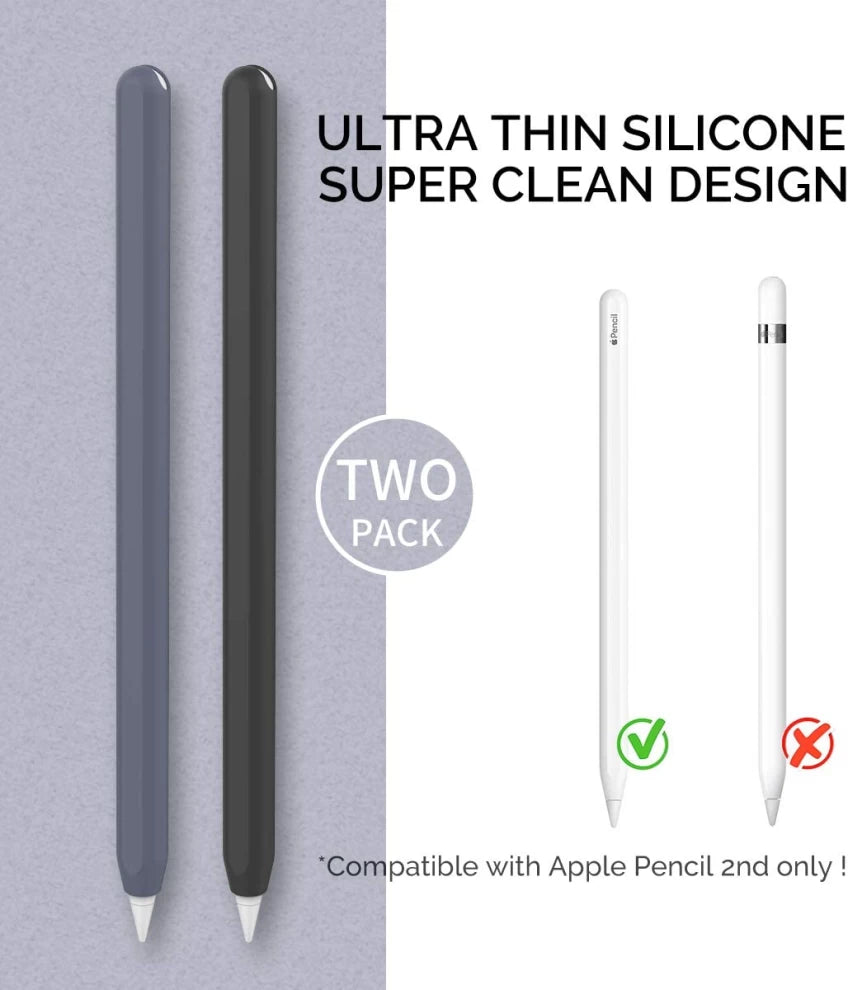 AhaStyle Silicone Apple Pencil Sleeve (2Pack) - Navy Blue/Light Blue