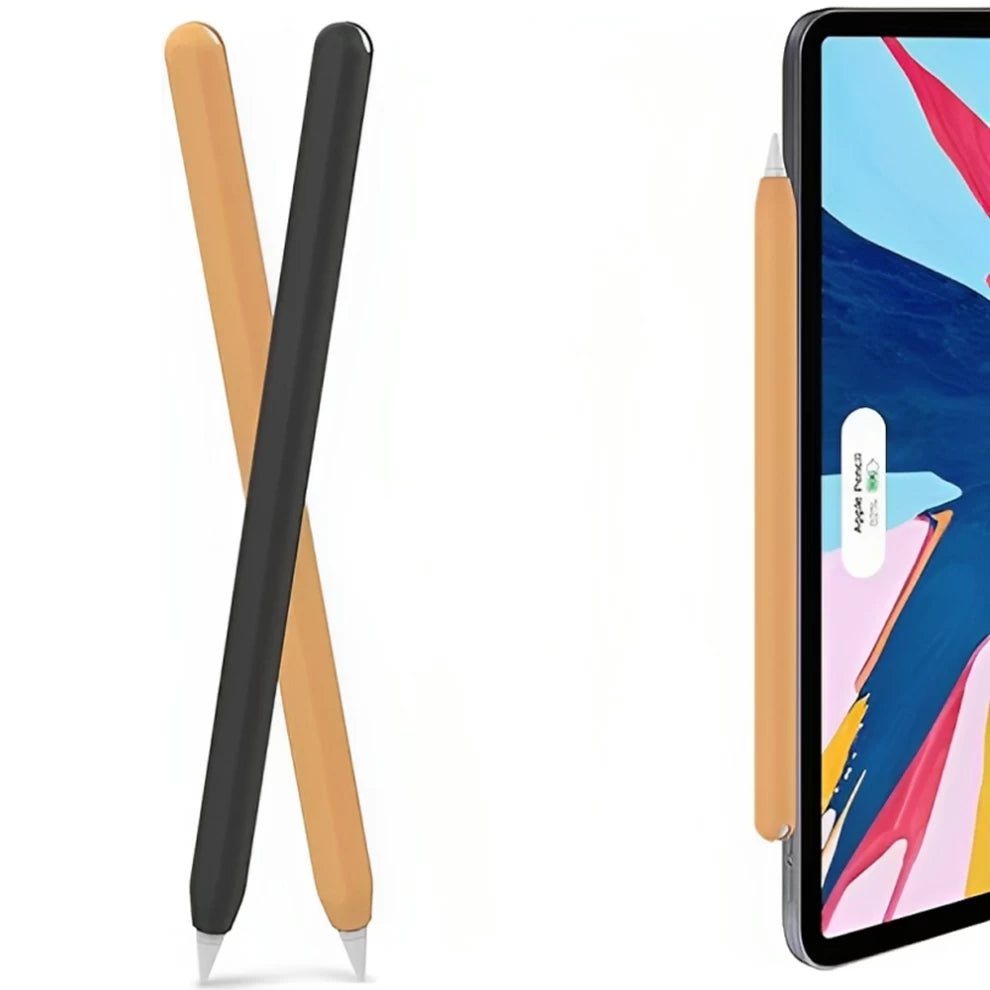 AhaStyle Silicone Apple Pencil Sleeve (2Pack) - Black/Orange