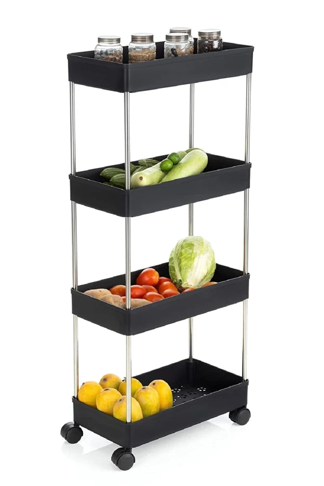 4-Tier Kitchen Trolley Fruit & Vegetable Basket Storage Rack-91cm