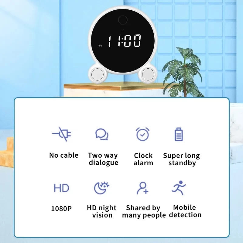 Smart Night Vision Clock Camera TUYA Security Multi-function 1080P Hd