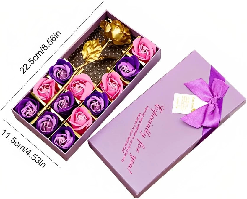 12pcs Soap Rose and 24k Gold Foil Rose Gift