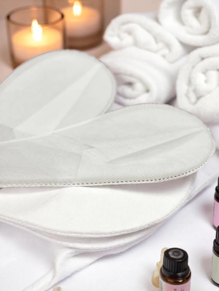White Cotton Non-Slip Disposable Slippers for Guests -5 Pair