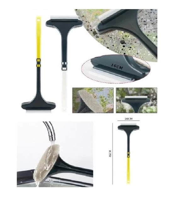 2-in-1 Window Cleaning Tool | Squeegee & Dust Remover for Glass & Screens
