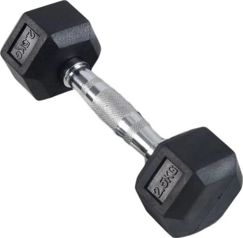 Weight Lifting Black Rubber Hex Dumbbell