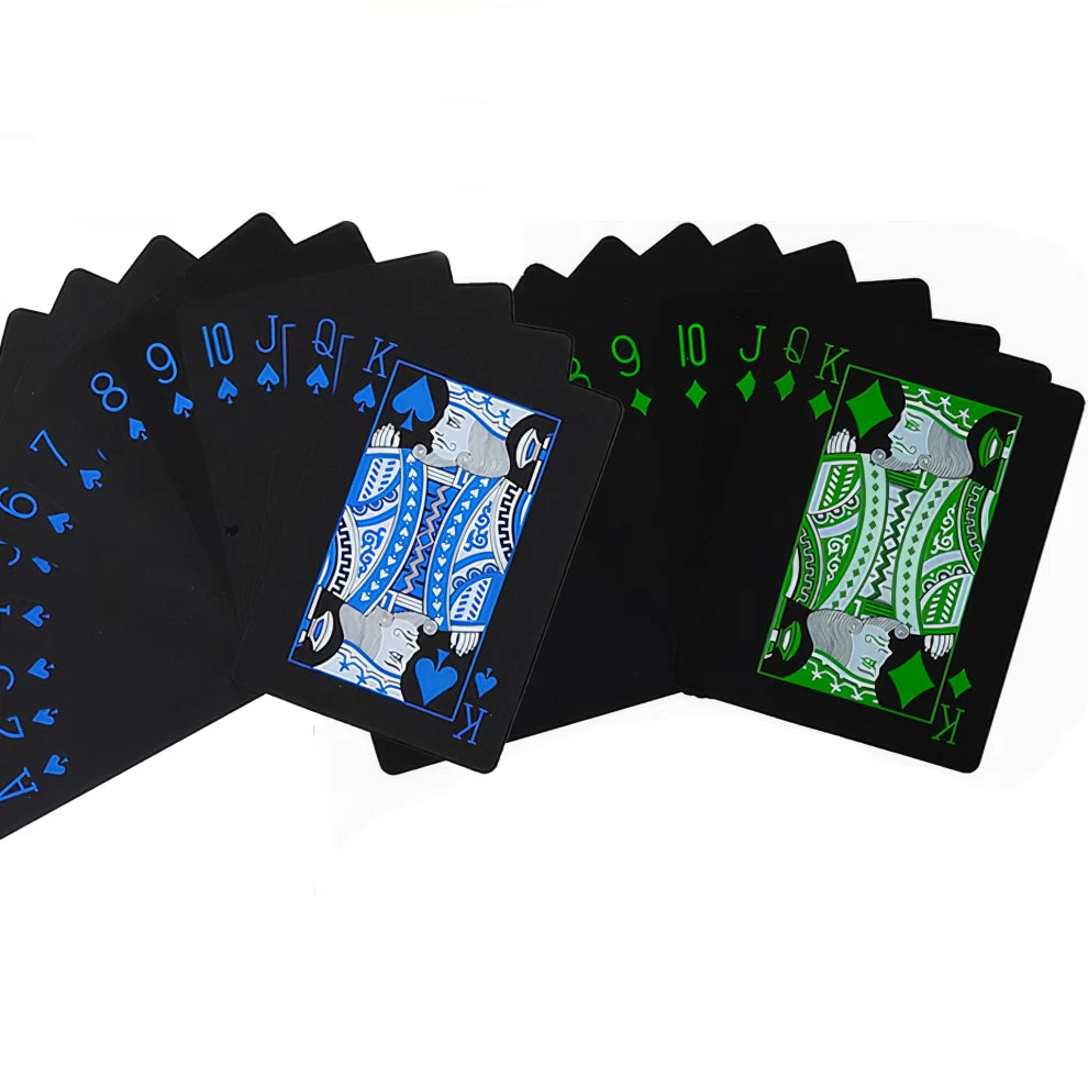 2Psc Black-Green/Blue Deck of Cards, Playing Cards, Waterproof
