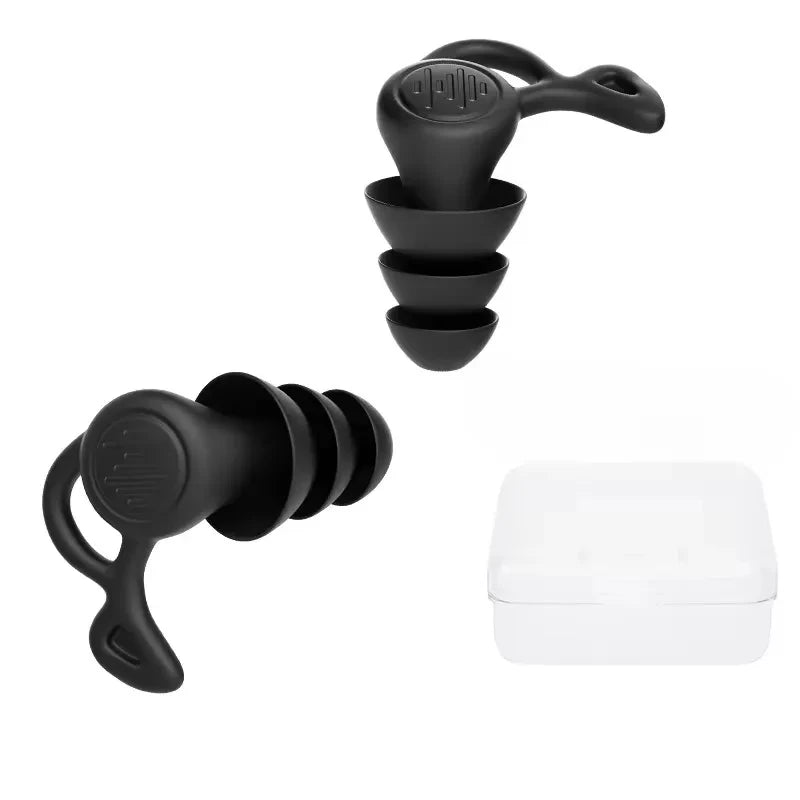 3-Layer Anti-Noise Silicone Reusable Earplugs Soft, Waterproof & Comfortable