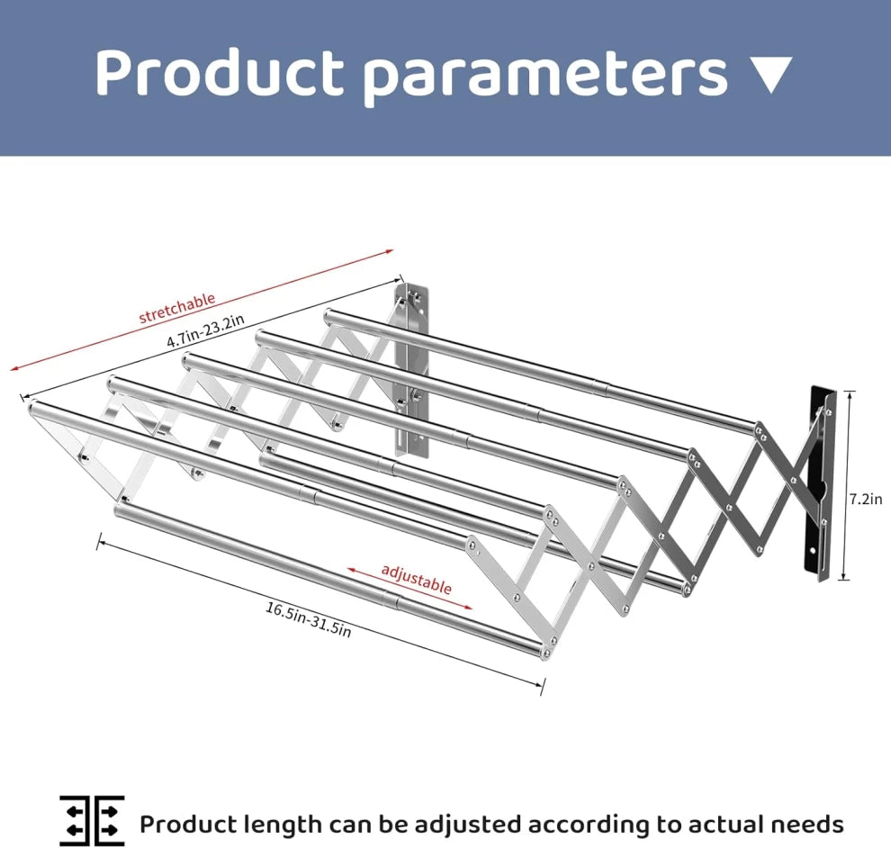 wall mounted folding clothes drying rack 100cm