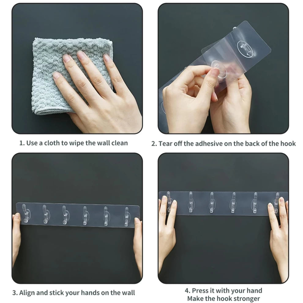 Adhesive Hooks Transparent Wall Hooks for Hanging