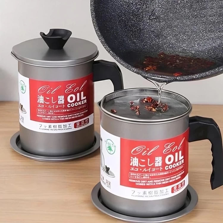 Stainless Steel Cooking Oil Container With Strainer Lid -1.4L