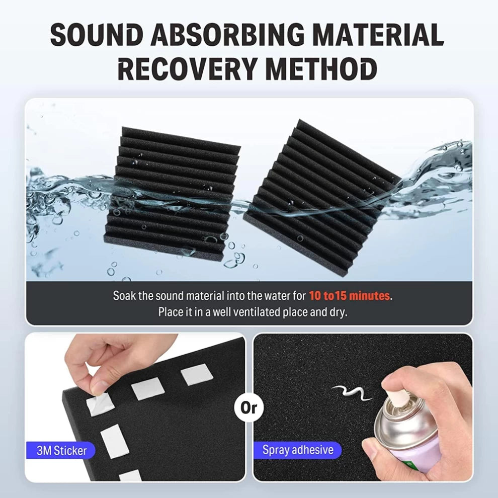 10 Pack Soundproof Acoustic Foam Panels for Recording Studios (30x30cm)
