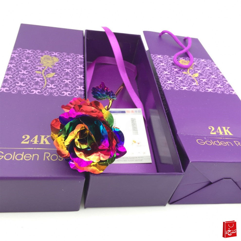 24k Gold Rose Flower Valentine's Gift - Rainbow Color