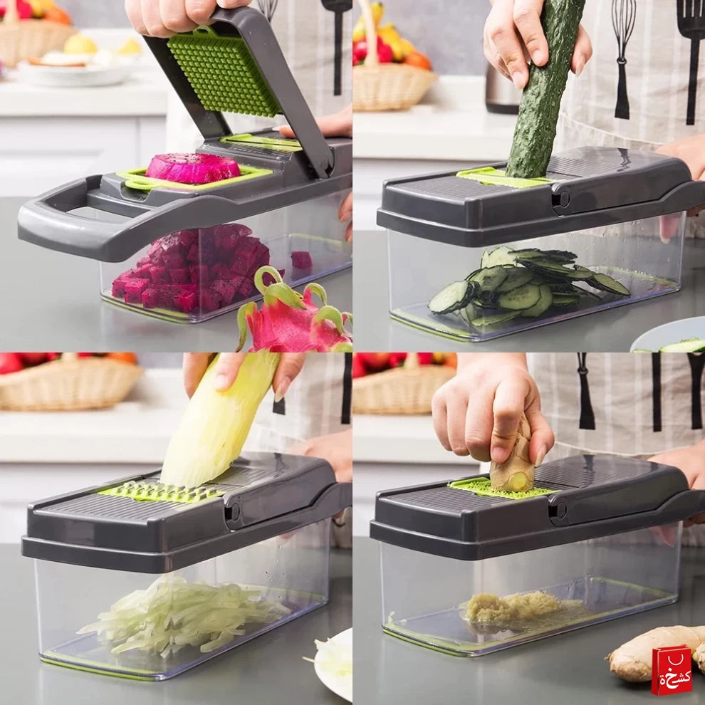14 in 1 Multifunctional Vegetable Chopper Dicer Cutter with Container – 8 Blades