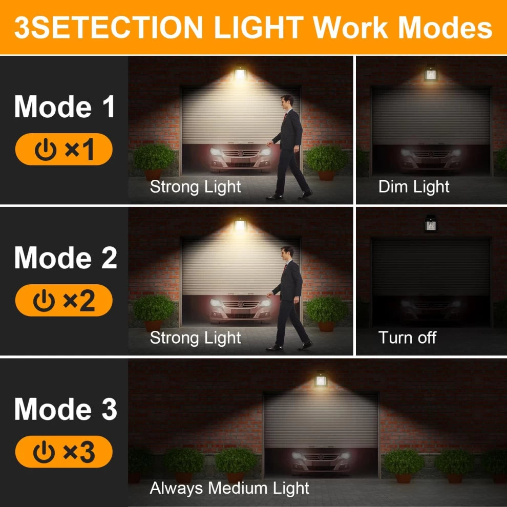 Solar Lights Outdoor, Wall Sconce Motion Sensor, 3 Lighting Modes