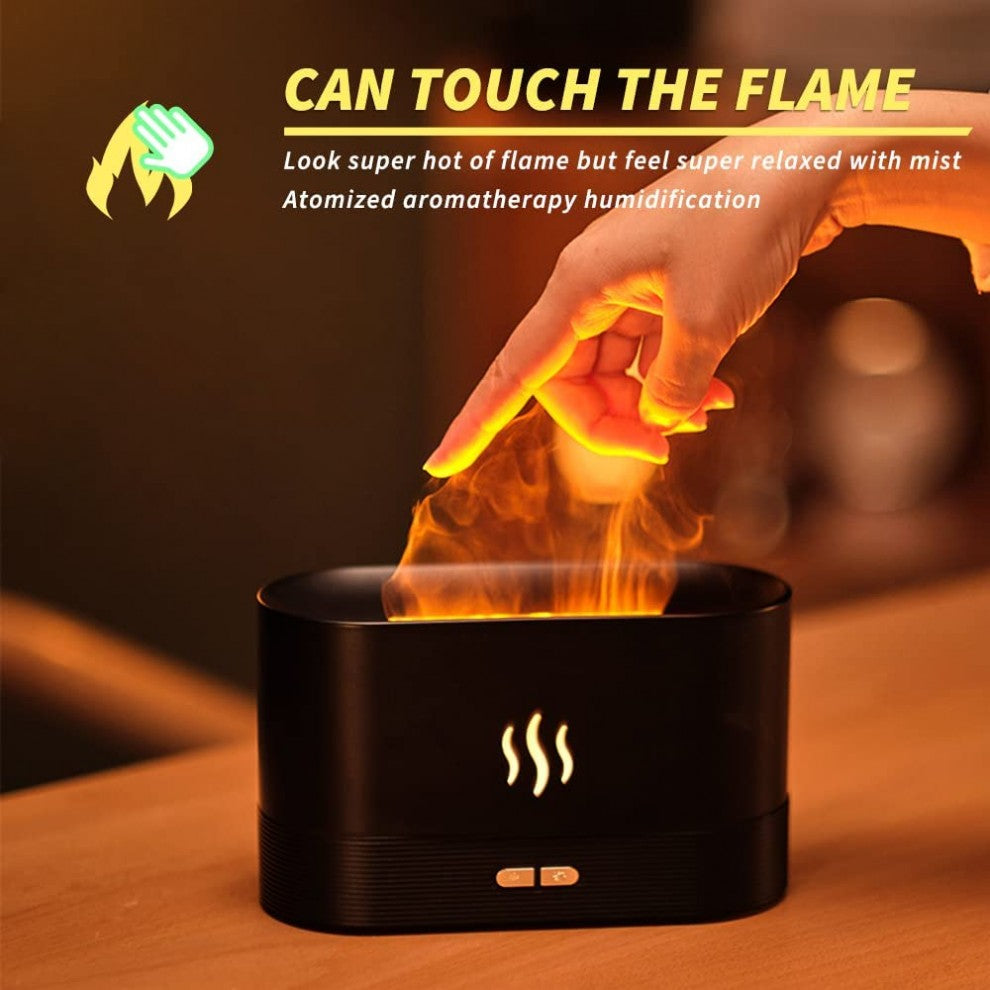 180ml Air Humidifier Essential Oil Diffuser Lamp With Simulated Flame Light Effect