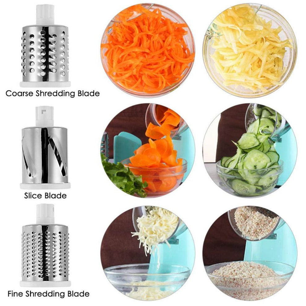 Vegetable Cutter Tabletop Drum Grater 3 Blades