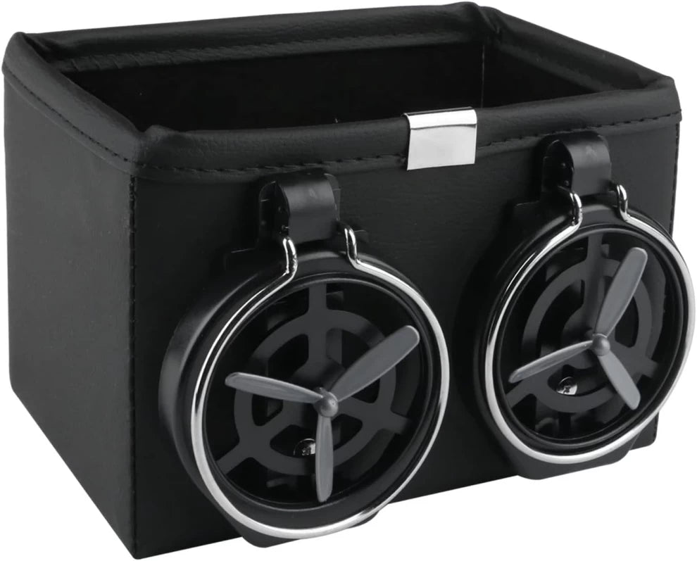 Car Storage Box Organizer Two Collapsible Cup Holders