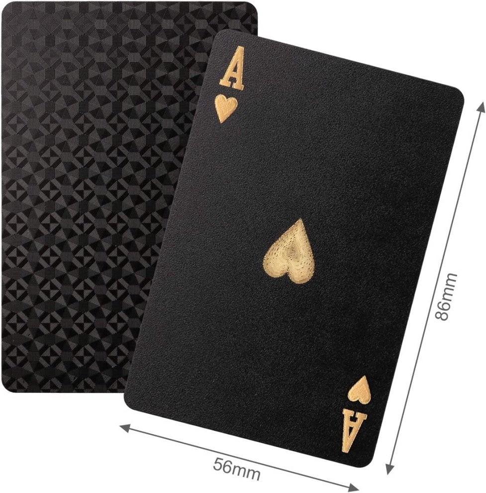 2Psc Black-Gold Playing Cards Waterproof Black