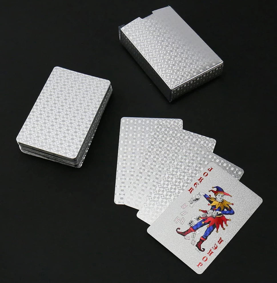 2Psc Silver Deck of Cards, Playing Cards, Waterproof