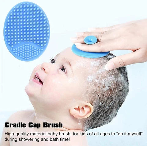 Baby Bath Brush – Silicone Cradle Cap Brush & Massage Scrubber (Blue Color)