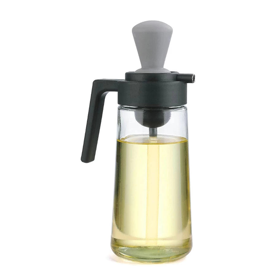 2-in-1 Glass Oil Bottle with Silicone Brush – Oil Dispenser for Cooking & Baking 550ML