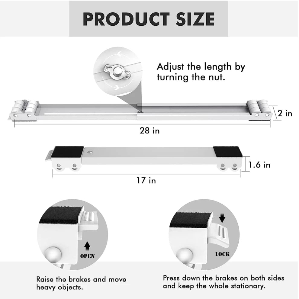 2 Pcs Refrigerator Furniture Movers Stand Drum Washing Machine-70cm