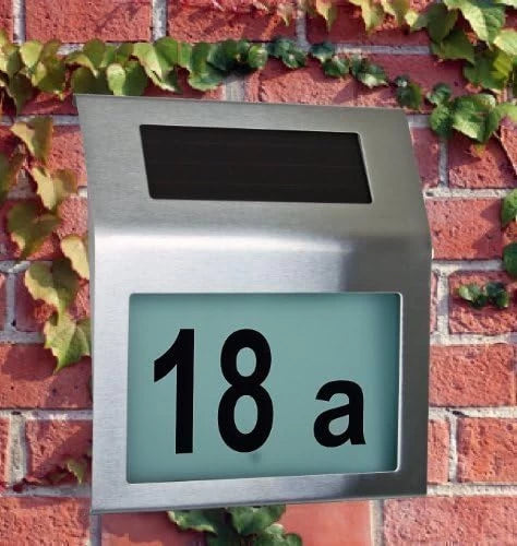 Solar LED House Address Number Light Waterproof Wall Sign -20x18cm