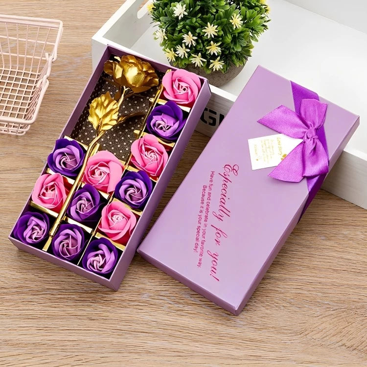 12pcs Soap Rose and 24k Gold Foil Rose Gift