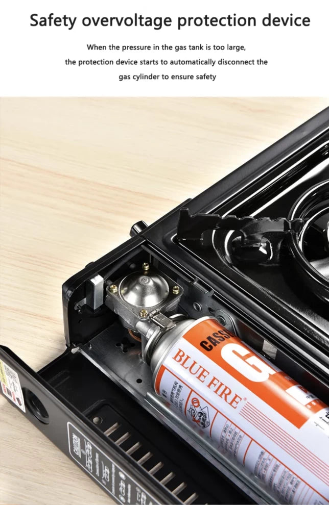 Camping Black Portable Gas Stove + Gas Butane Bottle