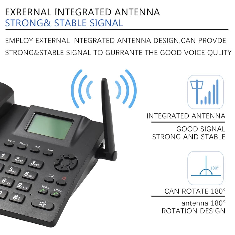 Wireless GSM Desk Phone with 2 SIM cards slots-ReChargable Battery