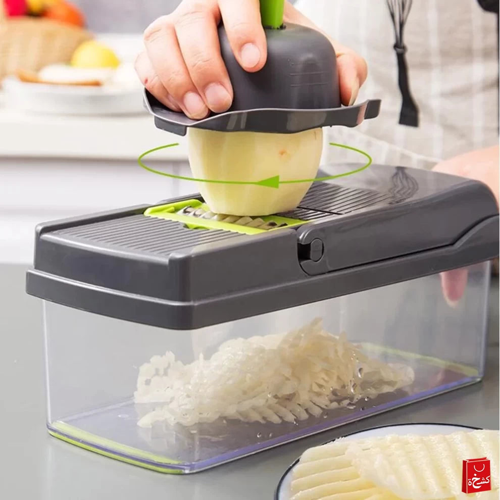 14 in 1 Multifunctional Vegetable Chopper Dicer Cutter with Container – 8 Blades