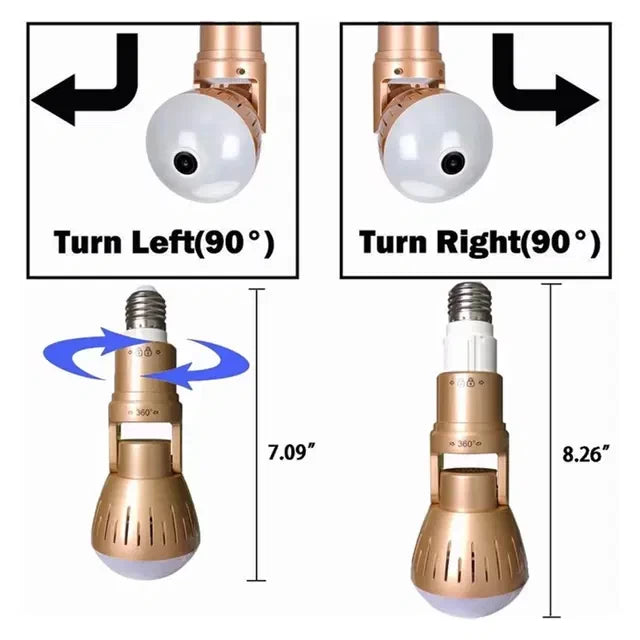 WiFi Light Bulb Security Camera 360° Fisheye View -2MP