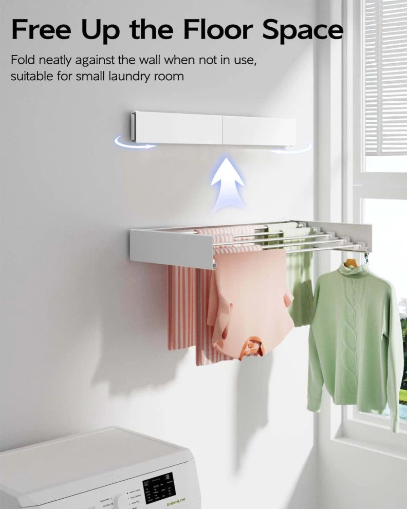 Wall mounted foldaway rail for drying clothes-81cm