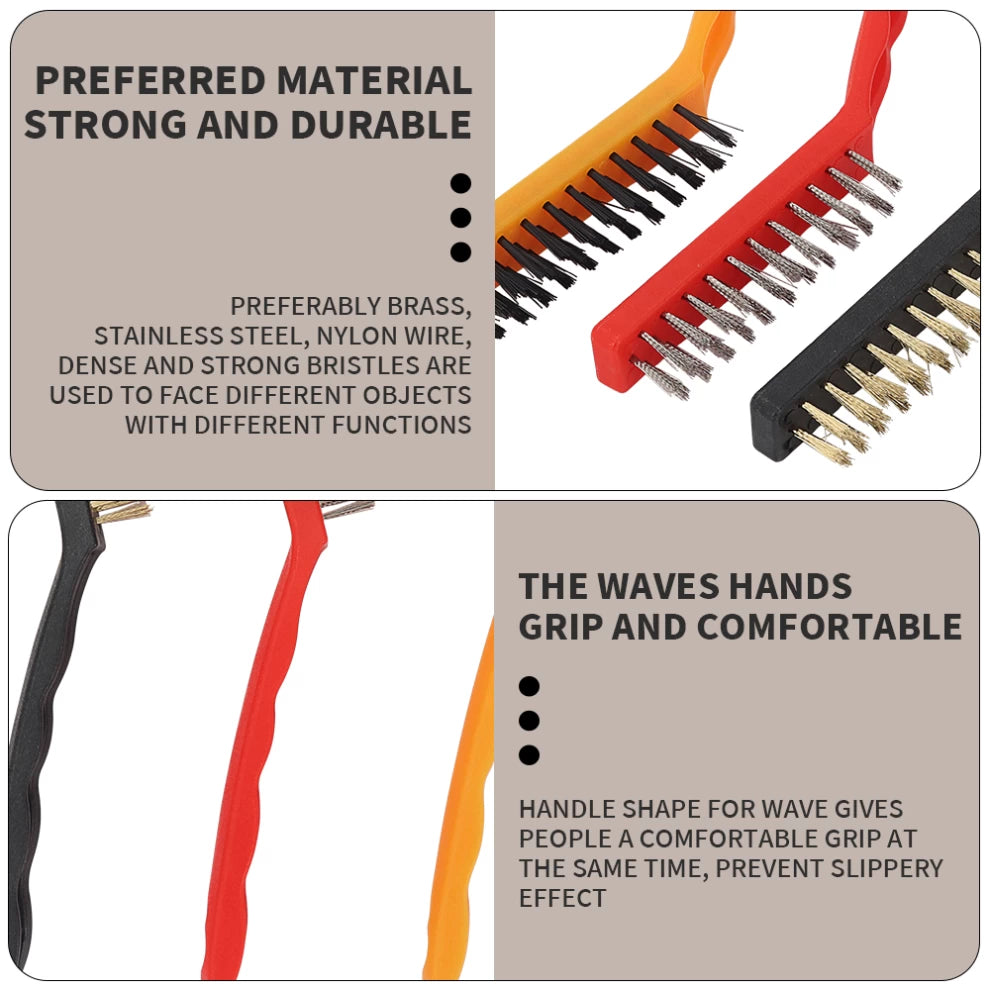 Wire Brush Rust Removal Polishing Cleaning -3psc