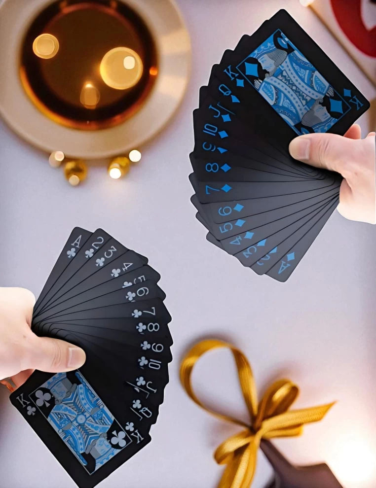 2pack Black Waterproof Playing Cards Deck for Games-108psc