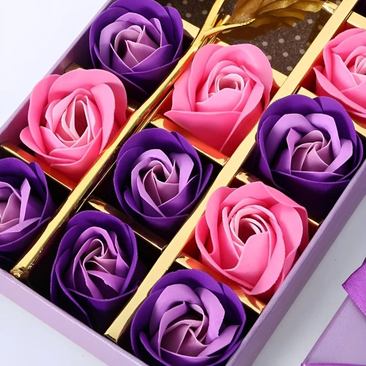 12pcs Soap Rose and 24k Gold Foil Rose Gift