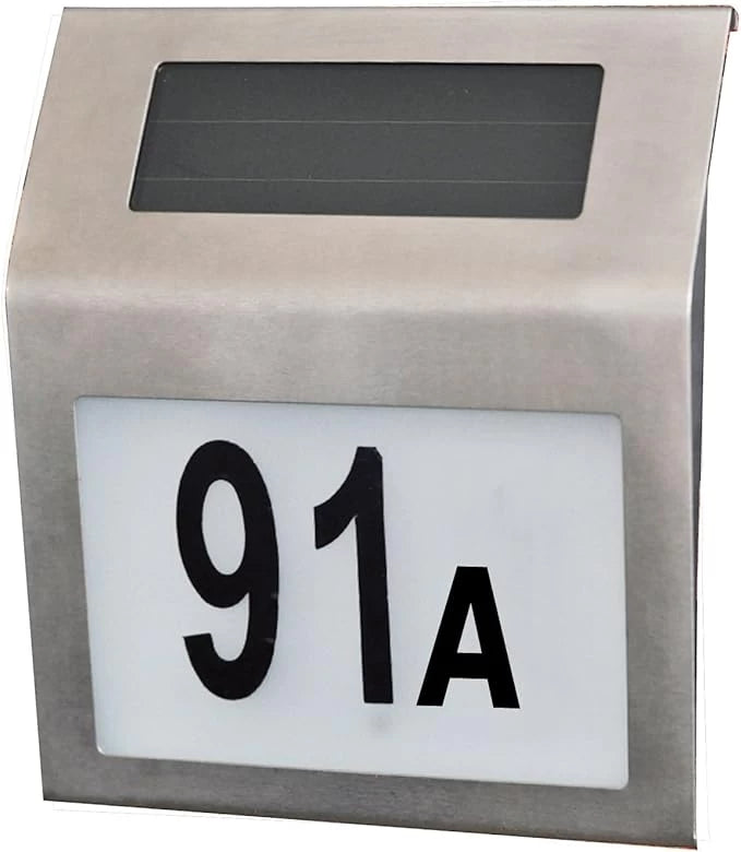 Solar LED House Address Number Light Waterproof Wall Sign -20x18cm