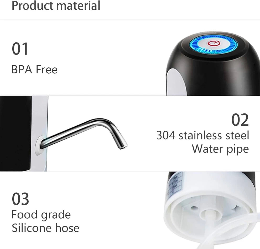 Water Bottle Pump – USB Charging Automatic Dispenser (Black)