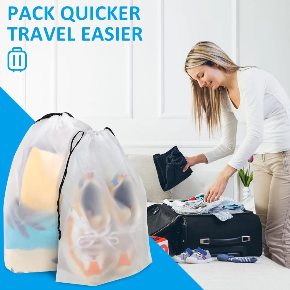 Frosted Shoe Bags for Travel – Waterproof Drawstring Packing Bags 30cm