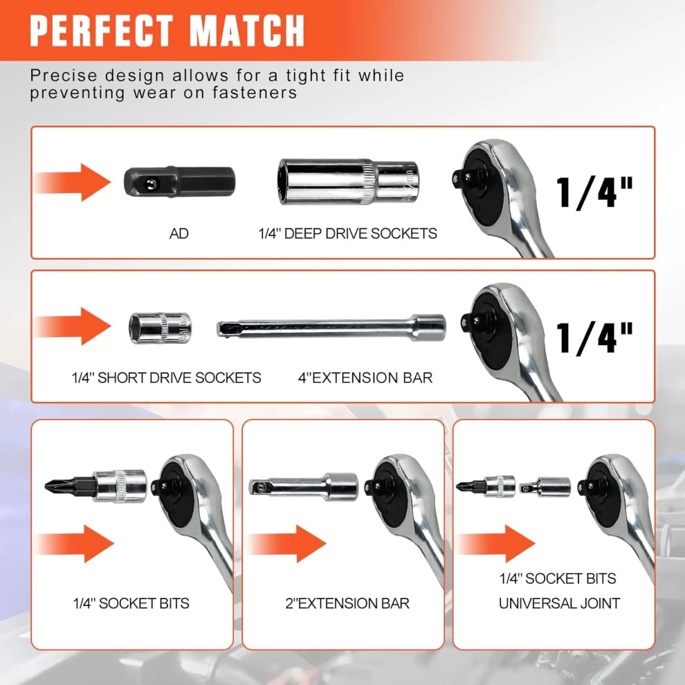 Socket Wrench Set Durable & Versatile Hand Tool Kit 53-Piece
