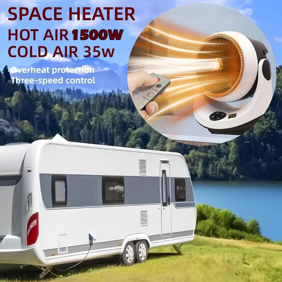 2-in-1 Electric Cooling and Heating Desktop Fan with Remote