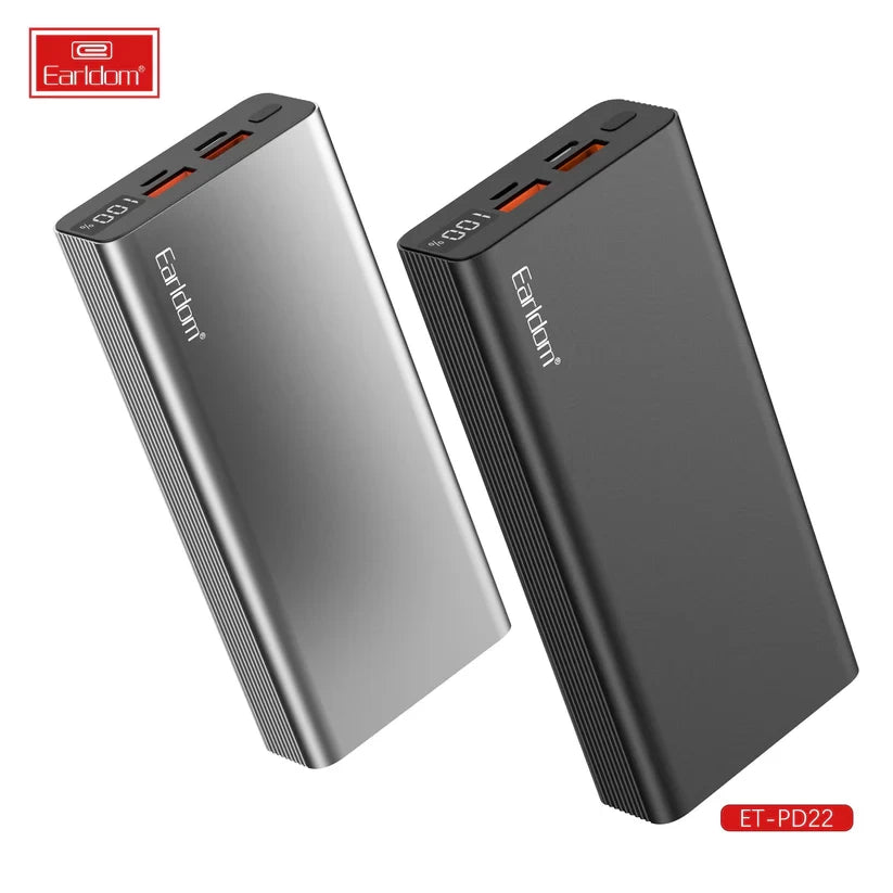 Earldom PD22 Power Bank – 20000mAh | 20W Fast Charging | Black